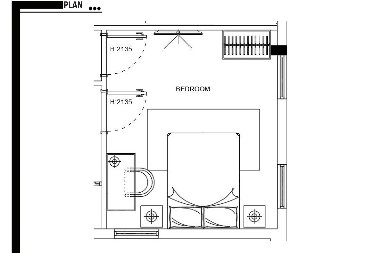 Bedroom 1 room plan of the Orlando apartment at working scale