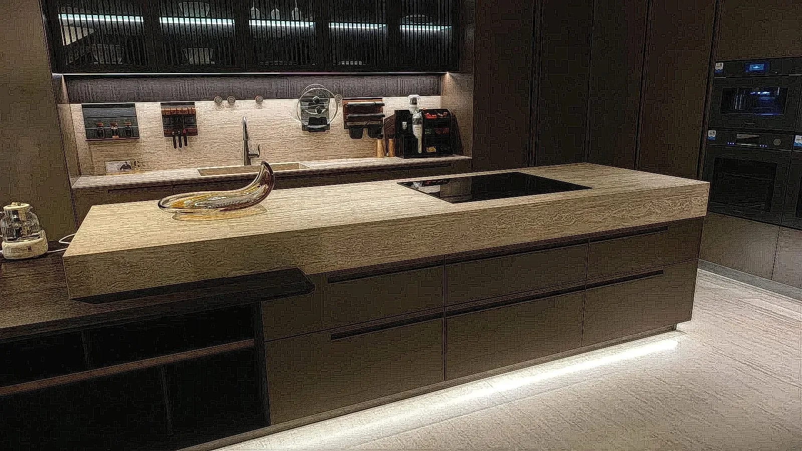 Stone-island showroom kitchen for dealer line display