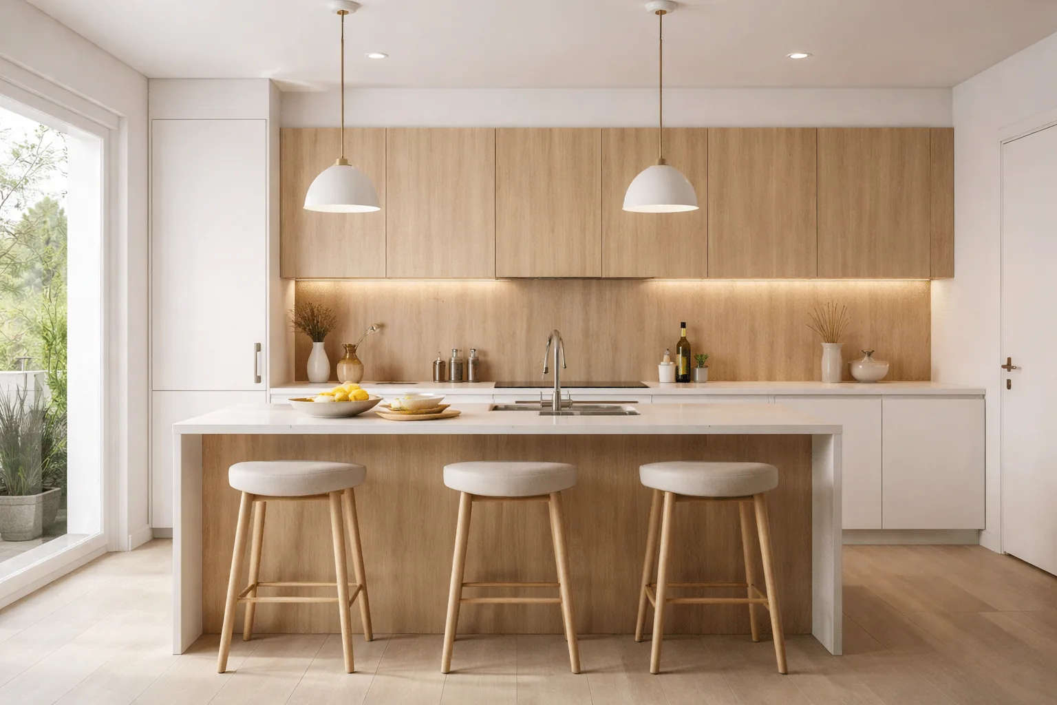 3D render of a custom kitchen design