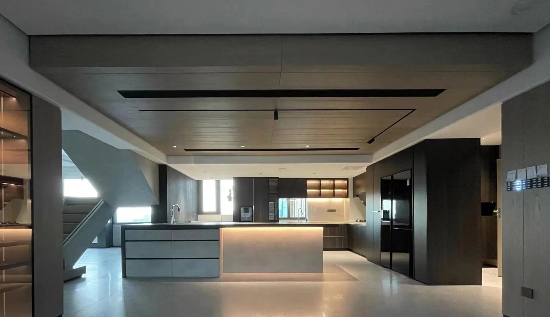 Integrated door-wall system in a modern residence