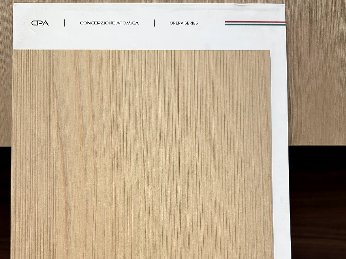 Fluted light-oak finish sample from the colour book, code C1001