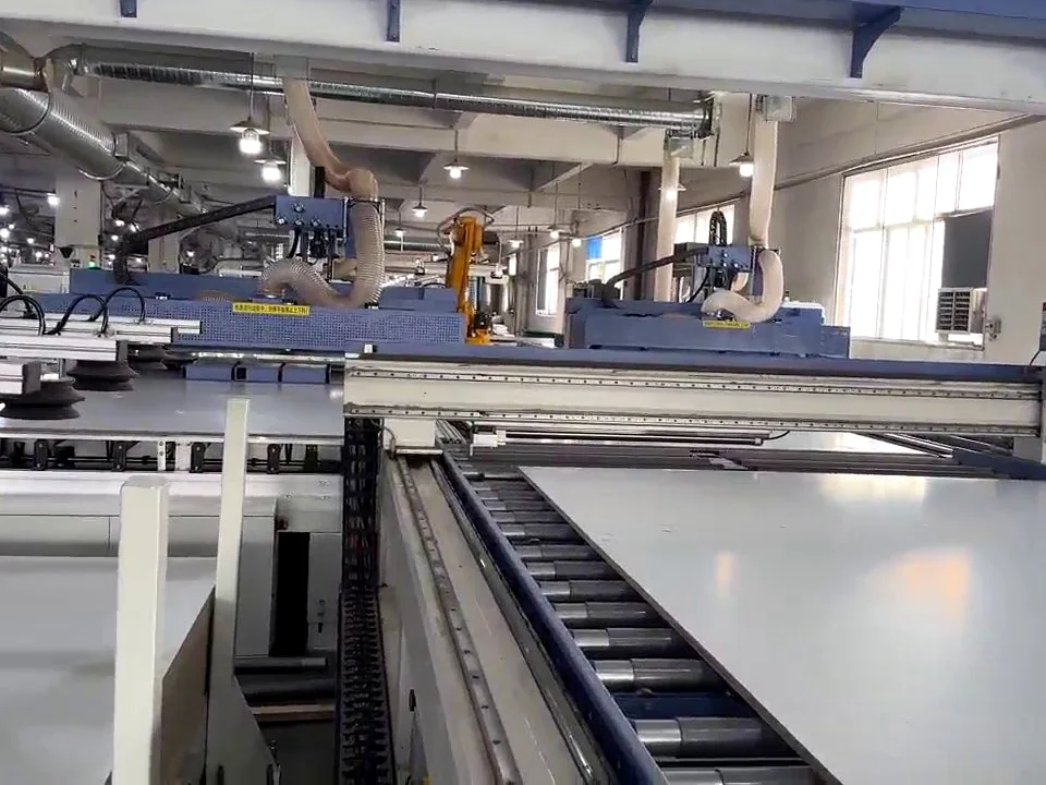 Automated production line running cabinet parts in the Foshan factory.